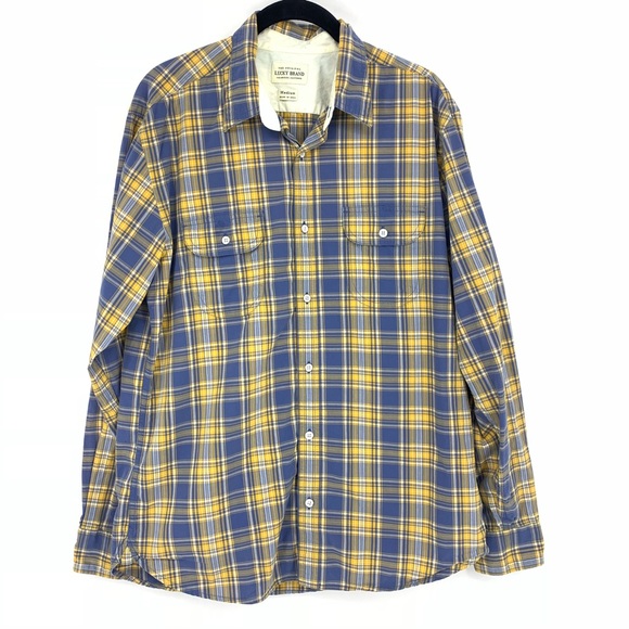 Lucky Brand Other - 🌵 Lucky Brand Blue Yellow Plaid Button Down Shirt